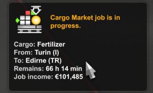 Current job in ETS2 menu