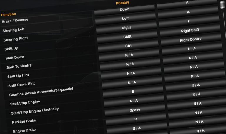 Controls in ETS2