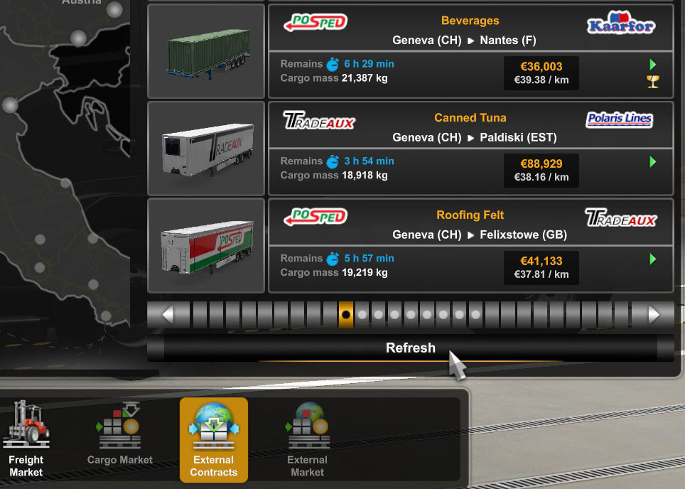 Refreshing Jobs in ETS2