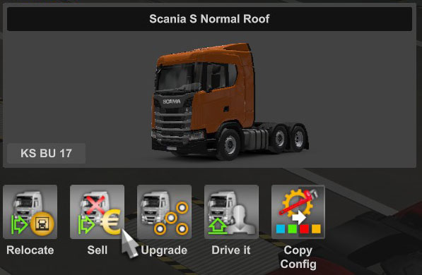 Sell button in ETS2