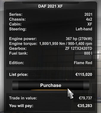 Truck Purchase in ETS2